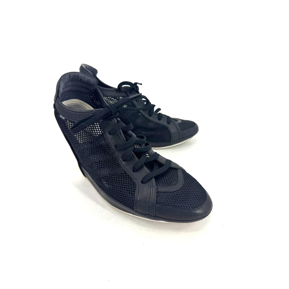 Adidas SLVR Mesh y2k Wedge Sneaker Heels in Black and White